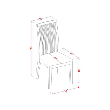 East West Furniture HBIP3-MAH-C 3 Piece Table and Chairs Dining Set - Mahogany Wood Dining Table and 2 Mahogany Linen Fabric Chairs for Dining Room with Slatted Back- Mahogany Finish
