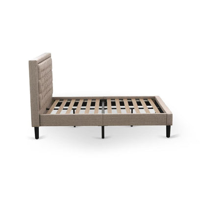 KD16F-1GA0C 2 Pc Full Size Bed Set - Platform Bed Dark Khaki Headboard with 1 Nightstand - Black Finish Legs