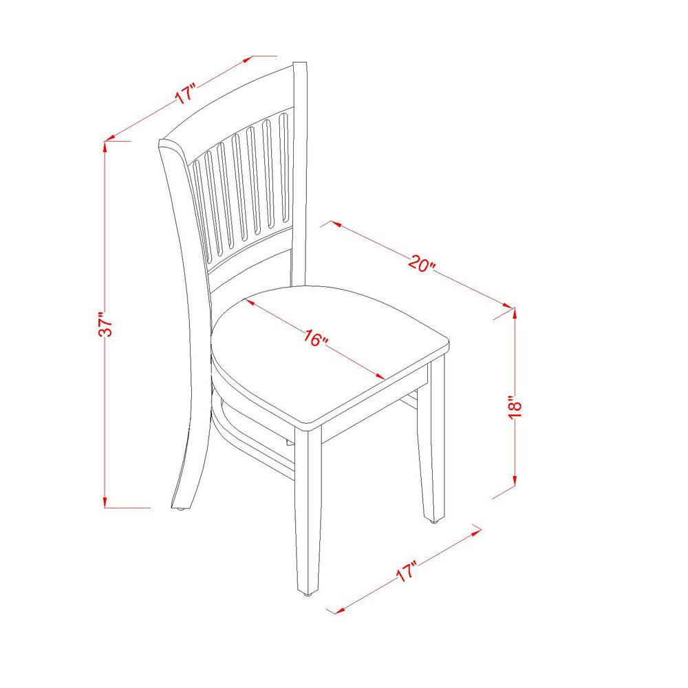 Vancouver Wood Seat Kitchen dining Chairs in Oak Finish, Set of 2