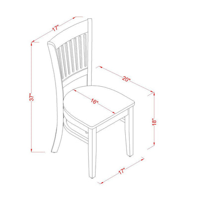 Vancouver Wood Seat Kitchen dining Chairs in Oak Finish, Set of 2