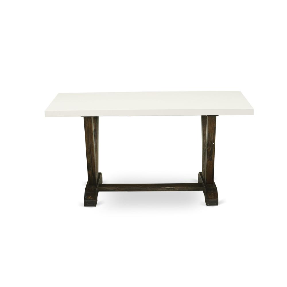 V726MZ748-5 - 5-Pc Modern Dining Set - 4 Parson Chairs and 1 Dining Room Table (Distressed Jacobean Finish)