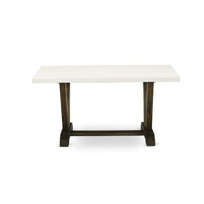 V726MZ748-5 - 5-Pc Modern Dining Set - 4 Parson Chairs and 1 Dining Room Table (Distressed Jacobean Finish)