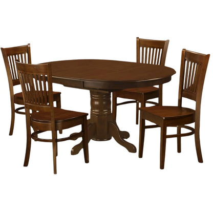 Solid Wood 5 Pc Dining Table Set with 4 Chairs, Brown Kitchen Seating