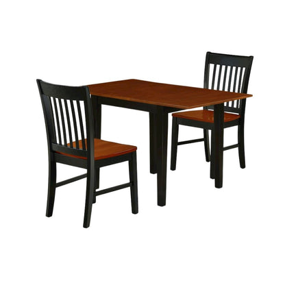 Solid Wood 5 Piece Dining Table Set in Black & Cherry for 4 People