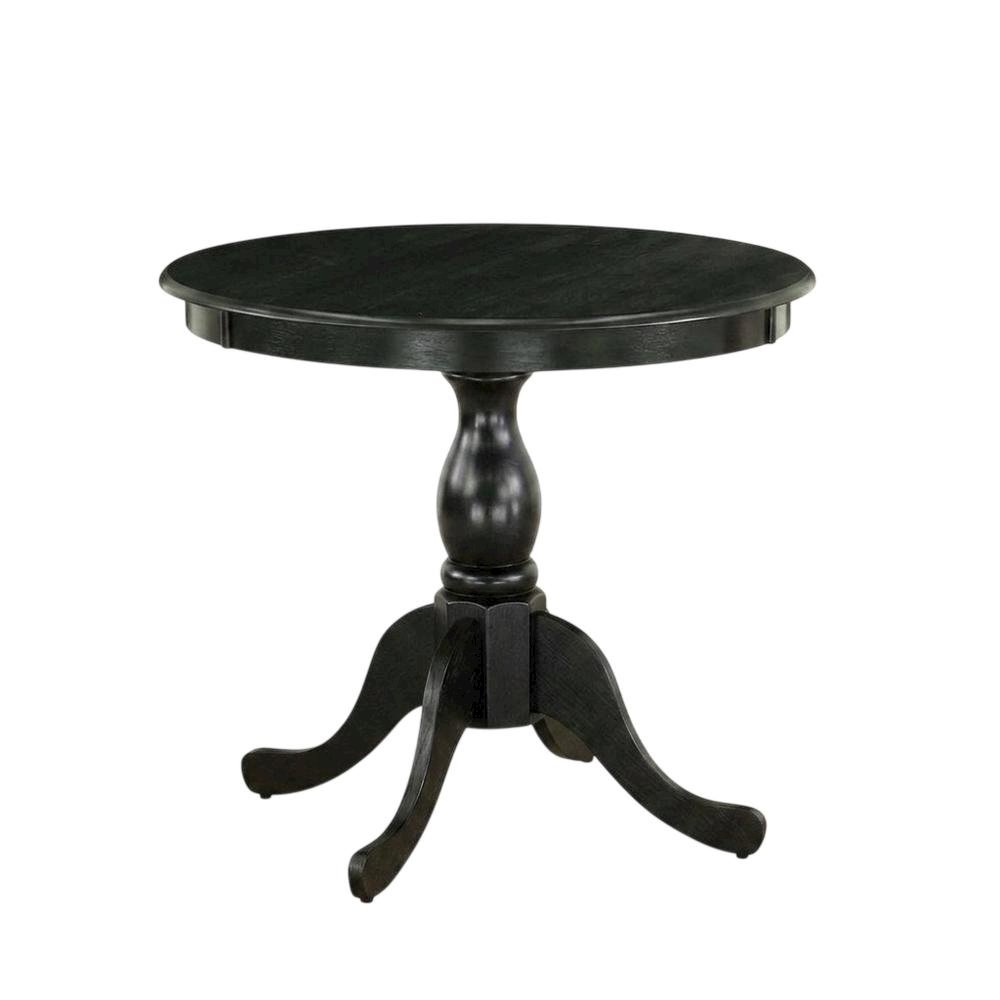 Black Round Pedestal Dining Table, Traditional Style, Seats 4