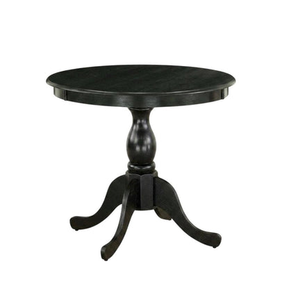 Black Round Pedestal Dining Table, Traditional Style, Seats 4