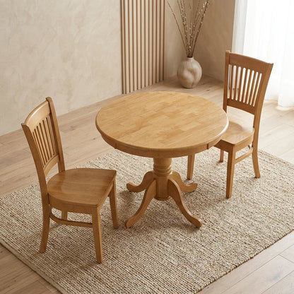 Solid Wood Round Small Kitchen Table & Chairs 3-Piece Dining Set