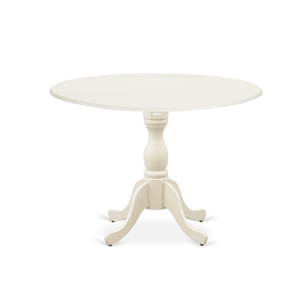 East West Furniture DMSI3-LWH-15 3 Piece Kitchen Table Set Consists of 1 Drop Leaves Dining Table and 2 Baby Blue Linen Fabric Parson Chairs Button Tufted Back with Nail Heads - Linen White Finish