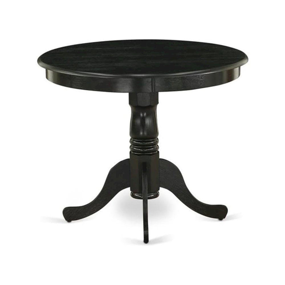 Round Dining Table, Pedestal Base, Cappuccino, Mid-Century, Solid Wood