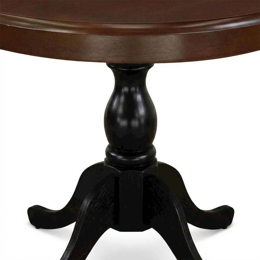 Mahogany Black Round Pedestal Dining Table, Seats 4