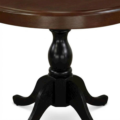 Mahogany Black Round Pedestal Dining Table, Seats 4
