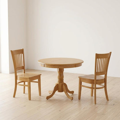 Solid Wood Round Small Kitchen Table & Chairs 3-Piece Dining Set