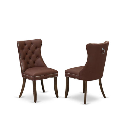 7-Pc Dining Room Table Set Consist A Table And 6 Burgundy Parsons Chairs