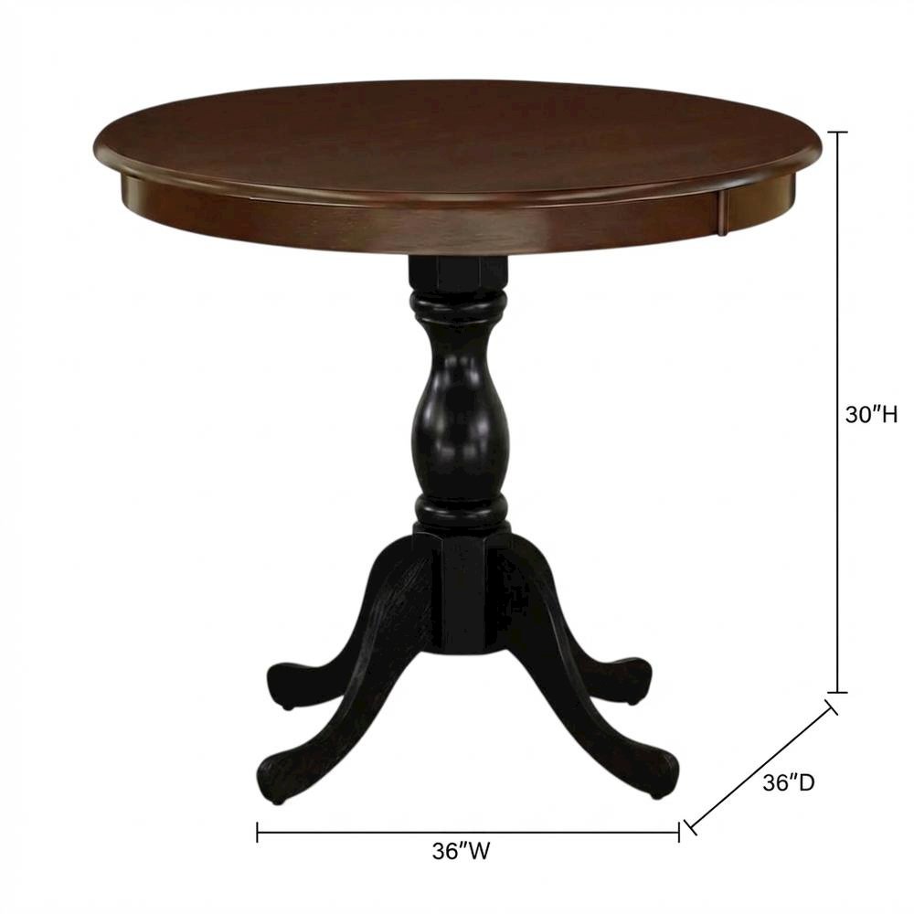 Mahogany Black Round Pedestal Dining Table, Seats 4