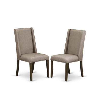 East West Furniture X797FL716-7 - 7-Piece Dining Room Table Set - 6 Parson Dining Chairs and Small Rectangular Rectangular Table Hardwood Frame