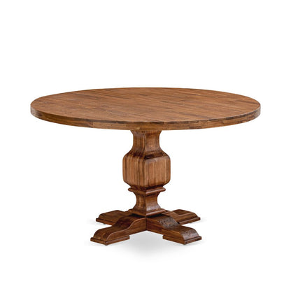 5-Pc Kitchen Table Set Of A Pedestal Table, 4 Light Tan Fabric Dining Chairs