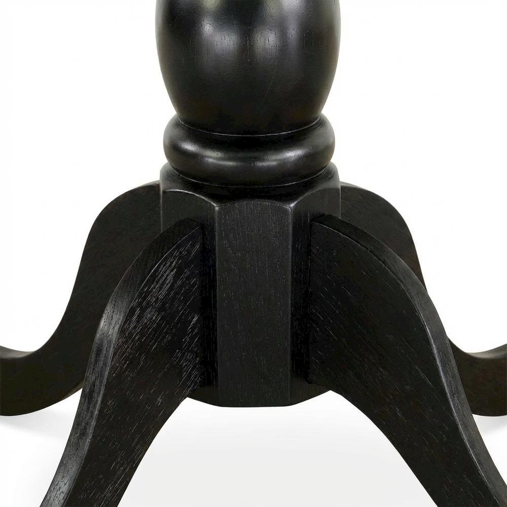 Black Round Pedestal Dining Table, Traditional Style, Seats 4