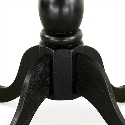 Black Round Pedestal Dining Table, Traditional Style, Seats 4