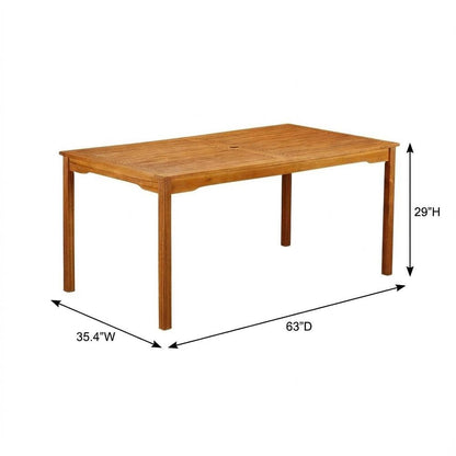 Wooden Patio Set with Oil Finish, Dining Table and 6 Outdoor Side Chairs