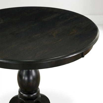 Black Round Pedestal Dining Table, Traditional Style, Seats 4