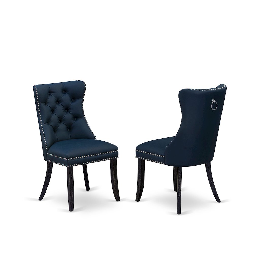 5 Piece Dining Table Set Consists Of 48" Round Table In Navy Blue Color