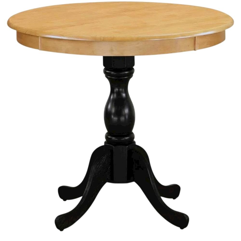 Oak Black Round Pedestal Dining Table, Seats 4 Compact