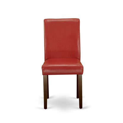 AMAB3-MAH-72 3 Piece Dining Table Set - 1 Kitchen Table and 2 Firebrick Red Dining Chairs - Mahogany Finish