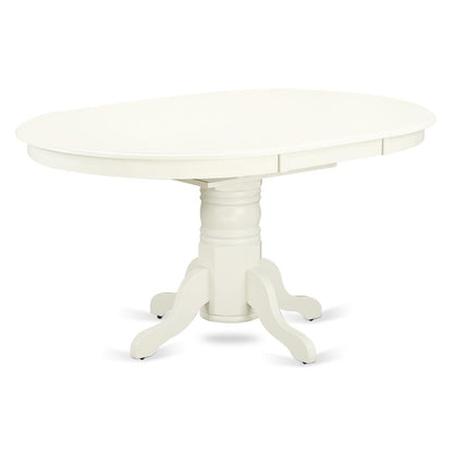 East West Furniture - AVVA5-LWH-C - 5-Pc Dinette Room Set- 4 Mid Century Dining Chairs with Linen Fabric Seat and Slatted Chair Back - Butterfly Leaf Wood Dining Table - Linen White Finish