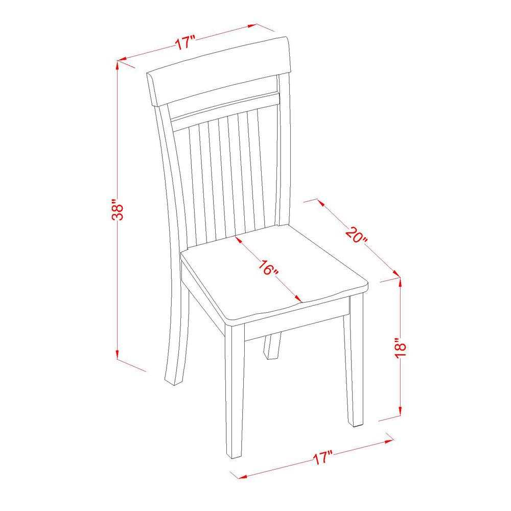 Capri  slat  back    kitche  dining  Chair  with  wood  Seat,  Set  of  2