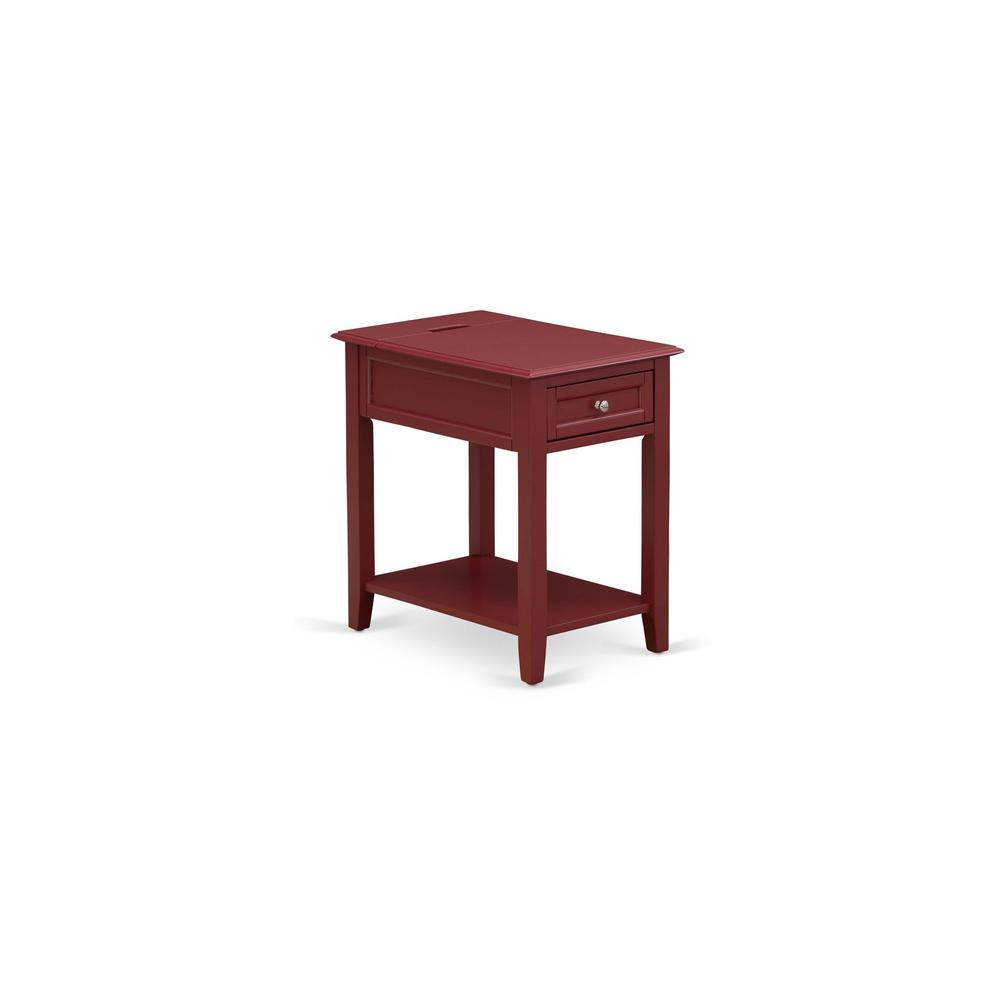 NL14Q-2DE13 3 Pc Queen Bedroom Set - 1 Wood Bed Brown Taupe Velvet Fabric Headboard and 2 nightstands - Burgundy Finish Nightstand