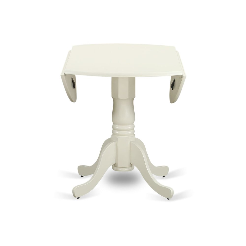 3 Piece Kitchen Table Set Contains a Round Dining Table with Dropleaf