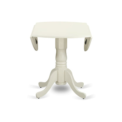 3 Piece Kitchen Table Set Contains a Round Dining Table with Dropleaf