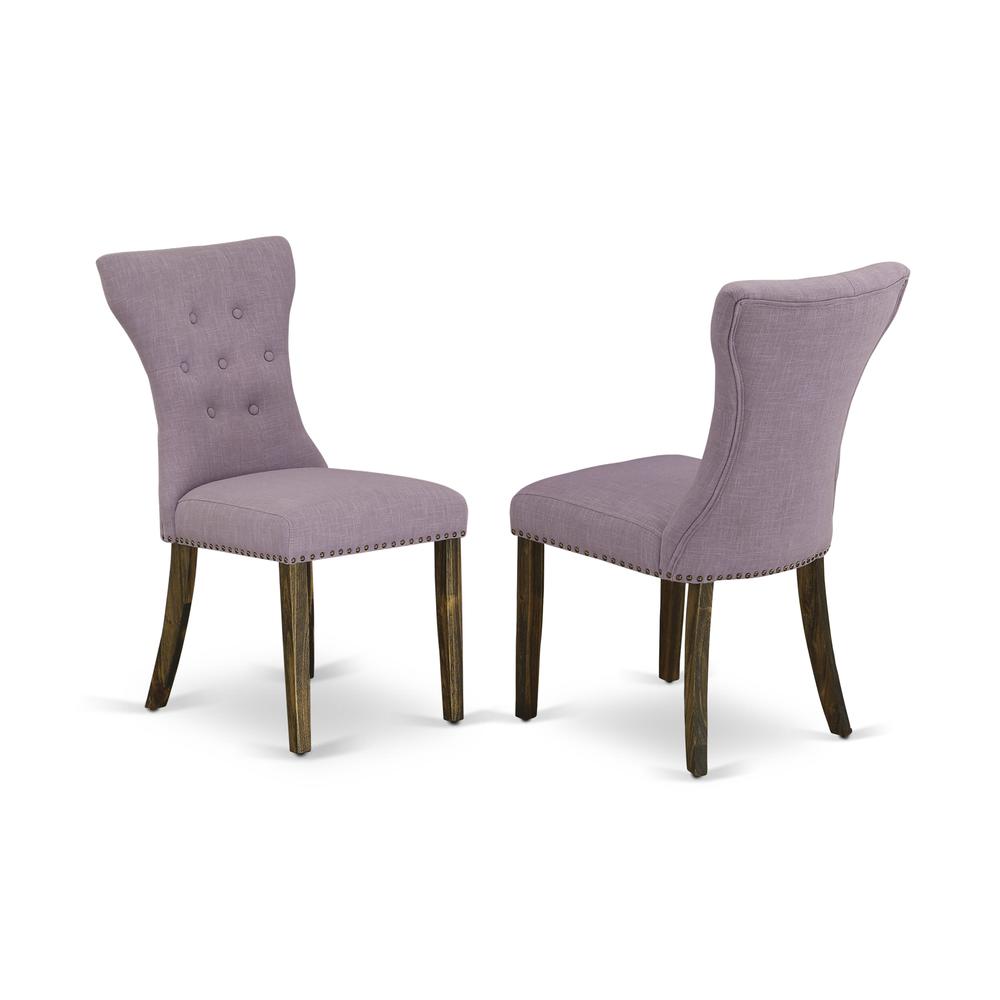 East West Furniture V726GA740-5 5-Piece Dinette Set- 4 Upholstered Dining Chairs with Dahlia Linen Fabric Seat and Button Tufted Chair Back - Rectangular Table Top & Wooden Legs - Linen White and Dist