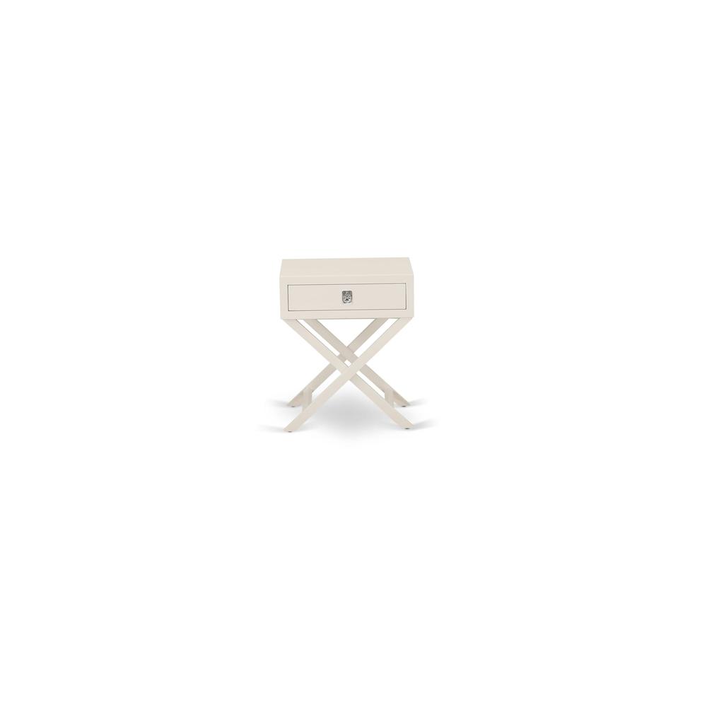FN08Q-2HAE0 3-Piece Fannin Bedroom Furniture Set with 1 Modern Bed and 2 Mid Century Modern Nightstands - Mist Beige Linen Fabric