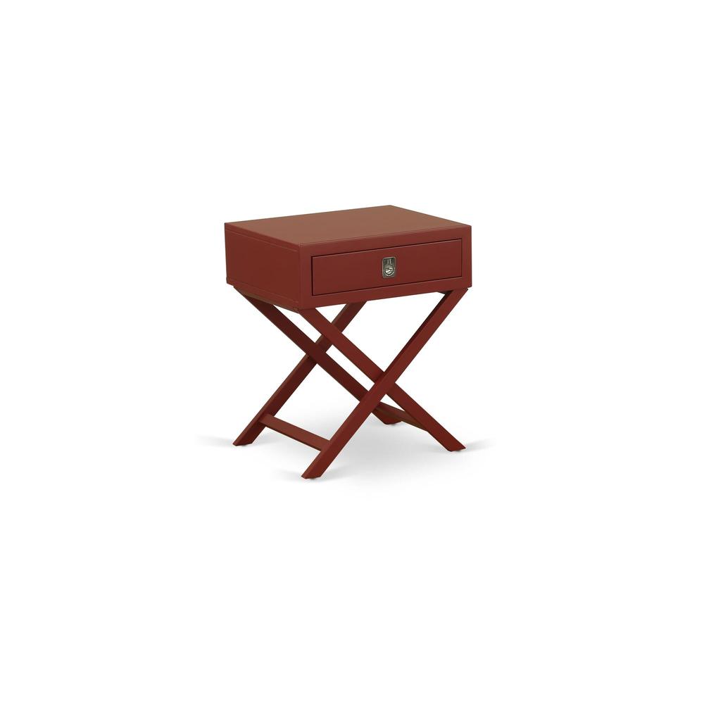 NL14Q-2HA13 3 Pc Bedroom Set - 1 Queen Bed Brown Taupe Velvet Fabric Headboard and 2 Night Stands - Burgundy Finish Nightstand
