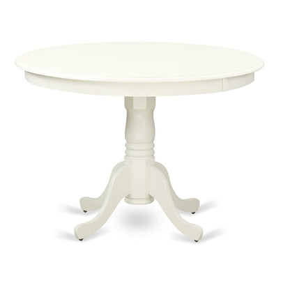 5  Pc  set  with  a  Round  Dinette  Table  and  4  Wood  Dinette  Chairs  in  Linen  White