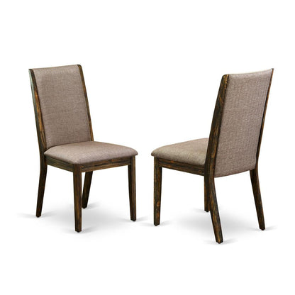 9 Piece Dining Table Set Includes a Rectangle Wooden Table with Removable Leaf and 8 Dark Khaki Linen Fabric Upholstered Chairs, 42x92 Inch, Jacobean