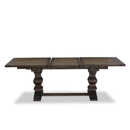 9-piece dining table set with Chair’s Legs and Mineral Blue Linen Fabric
