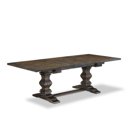 9-piece dining table set with Chair’s Legs and Mineral Blue Linen Fabric