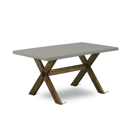 East West Furniture 6-Pc Wooden Dining Table Set-Dark Khaki Linen Fabric Seat and High Stylish Chair Back Dining room chairs, A Rectangular Bench and Rectangular Top Dining room Table with Solid Wood