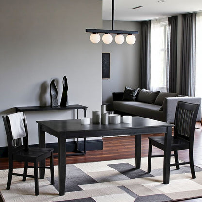 Solid Wood Black Kitchen Table and Chairs, 7 Piece Dining Set for 6