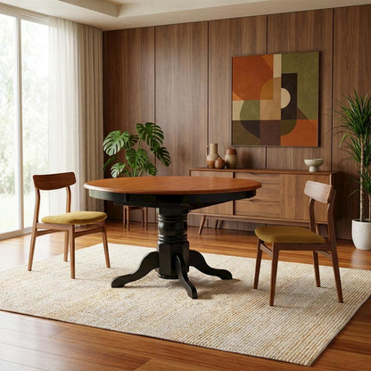 Black Oval Pedestal Table, Butterfly Leaf, Traditional, Seats 6