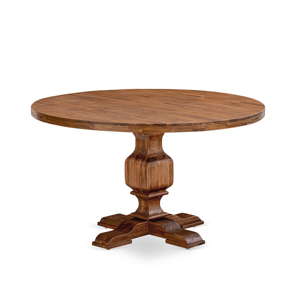 7 Piece Dining Set Consists Of 54" Round Kitchen Table In Light Tan Color