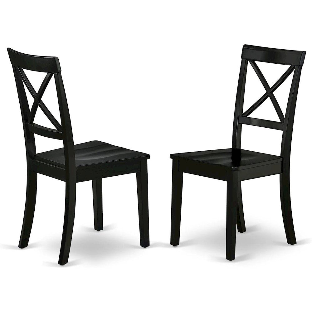 3-Piece Dining Set, Round Table, Drop Leaf, 2 Wood Chairs, Black Finish