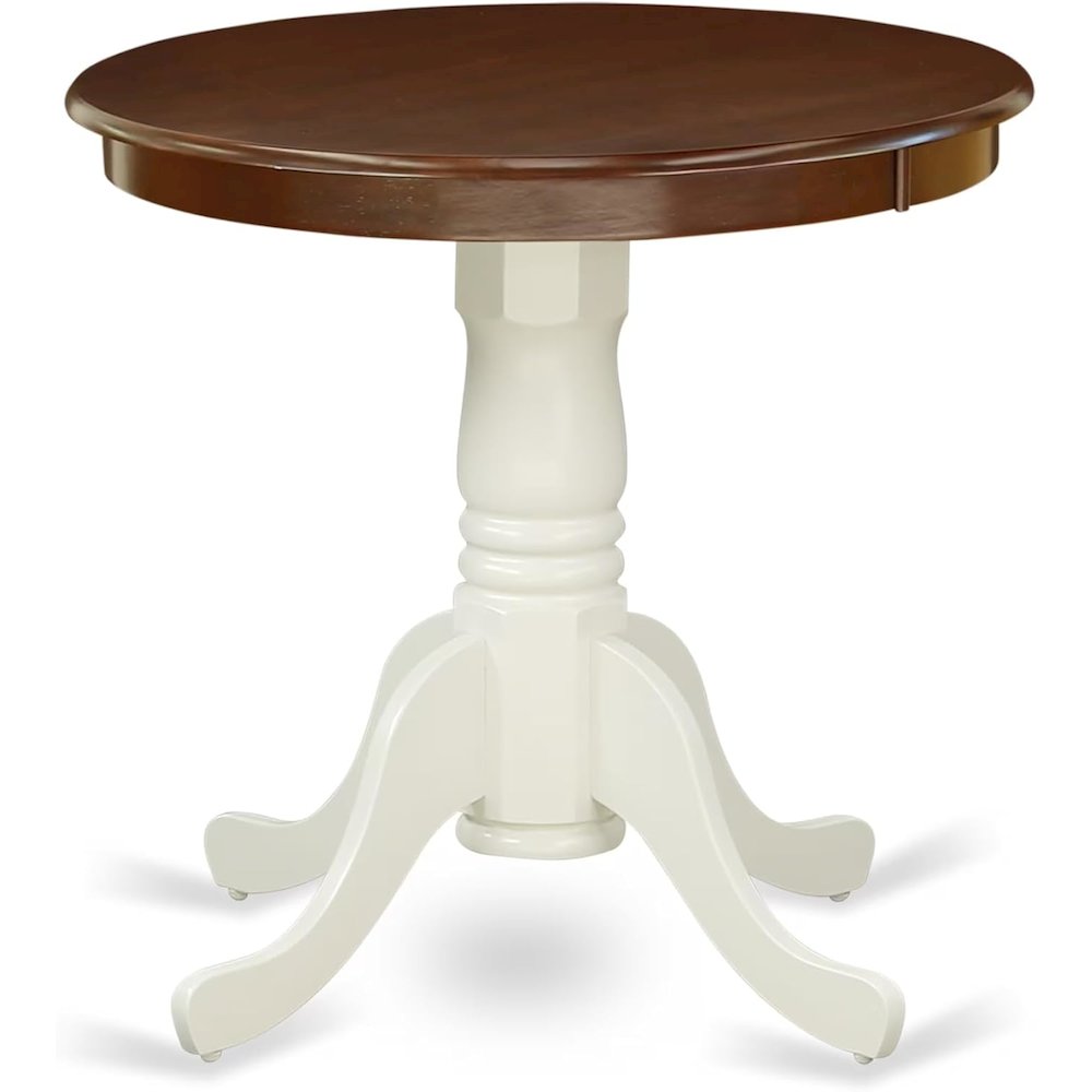 Pedestal Dining Table, Round, Mahogany White Finish, Solid Wood