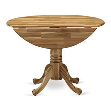 Round Kitchen Table, Drop Leaves, Natural Wood Texture, Pedestal Base