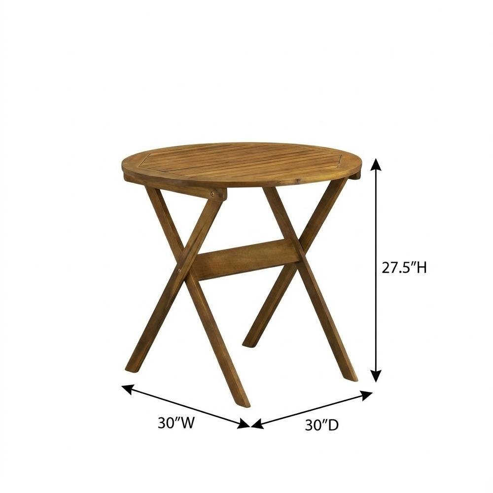 3-Piece Outdoor Bistro Set Oil-Finish Wooden Folding Table and 2 Chairs
