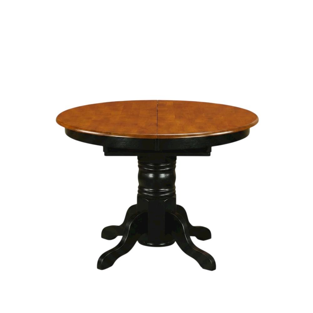 Black Oval Pedestal Table, Butterfly Leaf, Traditional, Seats 6