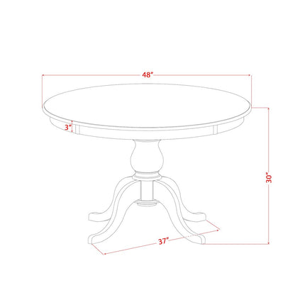 7-Pc Modern Dining Set Of A Pedestal Dining Table, 6 Light Tan Parson Chairs