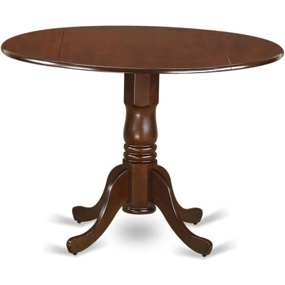 Mahogany Dining Set, Round Drop Leaf Table, X-Back Chairs, 2-Person, Rubberwood